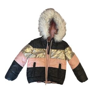 Rothschild Size 5-6 Comfy Girls Hoodie Full Zipper Black/Pink